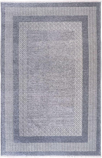Alfa Rich 7x10 Light Blue Washable Area Rugs for Living Room Bedroom Kitchen Dining Cotton Decor Rug