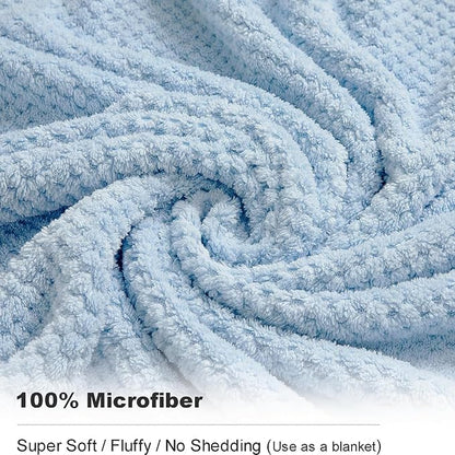 8-Piece Bath Towel Set, 2 Extra Large Bath Towel Sheets, 2 Hand Towels and 4 Washcloths - Highly Absorbent Quick Dry Microfiber,Ultra Soft Towel Set for Bathroom, Waffle Weave Design, Pack of 8(Blue)