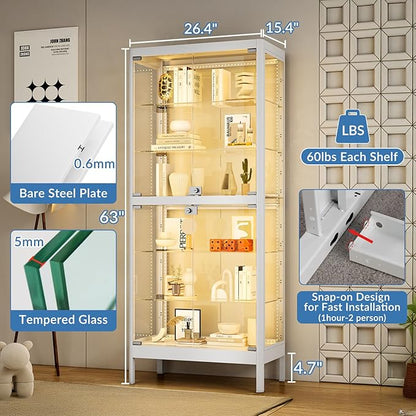 6-Tier Glass Display Cabinet