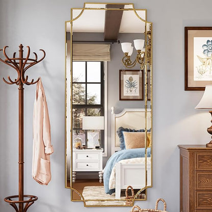 Kelly Miller 70"x30" Large Gold Beveled Full Length Mirror, Traditional Farmhouse Rectangular Wall Mirror for Bedroom, Living Room, Hallway, Entryway