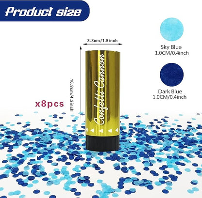 Confetti Poppers Cannons for Wedding Birthday Graduation Baby Shower Anniversary Christmas New Year's Kids Fun Party Supplies Decorations and Favors (Blue)