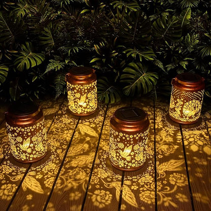 YISITEONE Hummingbird Outdoor Solar Lanterns, Garden Waterproof Metal Hanging Decor Lights for Patio Yard Pathway Lawn Front Porch, Birthday Gardening Gifts for Women Mom Grandma
