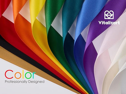 Vitalizart Ribbon for Crafts Rainbow 1" x 36Yd Satin Ribbon Continuous Double Face Gift Wrapping Silk Like Fabric Flower Bouquet Birthday Party Decorations Bridal Shower Wreath Hair 12 Assorted Color