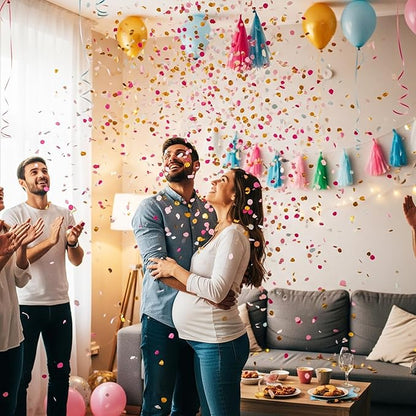 Giving Tree Gender Reveal Balloon Popping Ideas, 36" Jumbo Black Baby Boy or Girl Balloons with Blue Pink Confetti, Perfect for Baby Shower Gender Reveal Parties