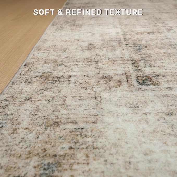 Hazo Haus Farmhouse Taupe 8x12 Area Rug for Living Room, Abstract Medallion Rug for Bedroom & Dining Room, Washable Non-Slip, Fade and Stain Resistant