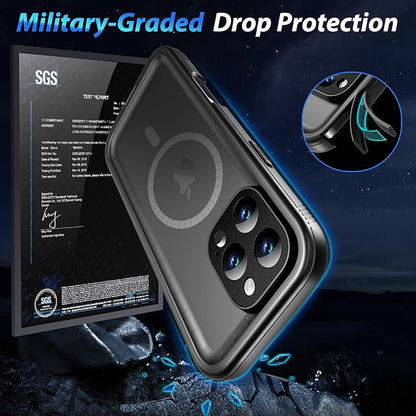 SPORTLINK for iPhone 16 Pro Max Case - IP68 Waterproof Military Protective Full Body Heavy Duty Shockproof 360 Sealed Dustproof with Camera Screen Protector Cover for i Phone 16 Pro Max 6.9" Mag/Black