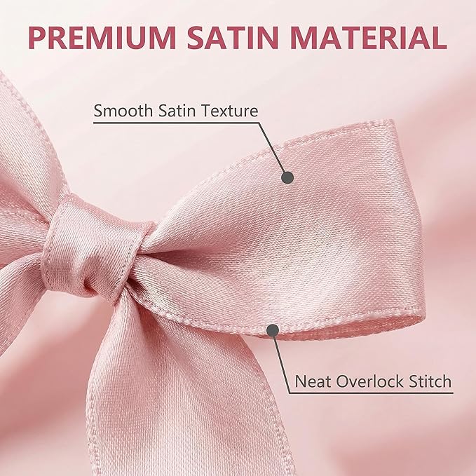 Rose Gift Wrap Bows - 100 Pcs 3.3 Inch Elegant Satin Bows for Wedding Decor, Valentine's Day, Mother's Day, Romantic Gifts, Baby Girl Shower, Birthday, Christmas, Party Decorations