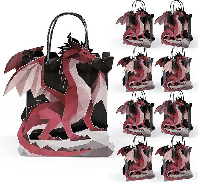 Cheerland Dragon Gift Bags Dragon Party Favor Bags Medieval Party Decorations Goodie Bag Fantasy Theme Birthday Decoration Medieval Party Supplies Candy Treat Party Role Play Supply 8 Pcs