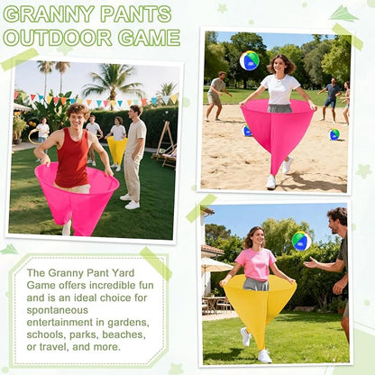 Granny Pants Yard Game Freaky Party Games Pants with Bouncy Balls and Air Pump Oversized Granny Pants Outdoor Game for Adults and Family Interactive Throwing Game for Group Gatherings