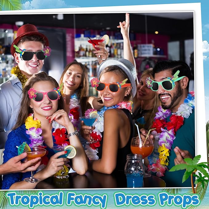 Jerify 12 Pairs Luau Party Sunglasses Summer Hawaiian Eyeglasses Beach Eyewear Plastic Novelty Glasses for Adult(Tropical)