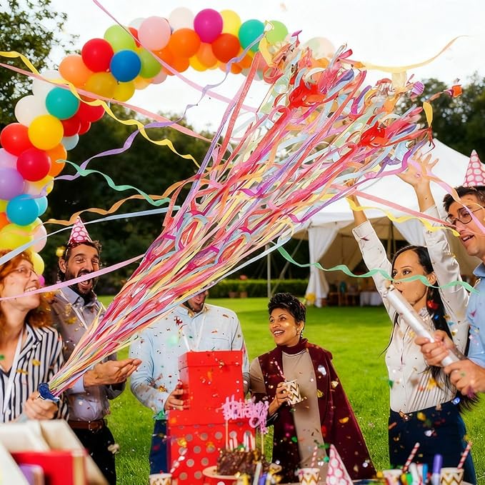 50 Pcs Hand Throw Streamer Poppers Colorful No Mess Confetti Poppers Party Poppers Confetti Streamers for Wedding Birthday Graduation Party Celebrations