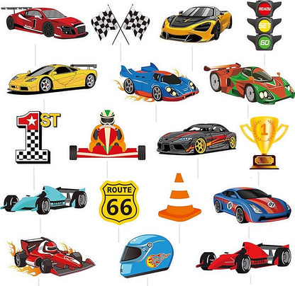 37pcs Race Car Birthday Cake Decorations Racing Car Cupcake Toppers Glitter Race Car Cake Toppers Decorations Racing Car Themed Party Favors for Race Car Themed Birthday Party Supplies