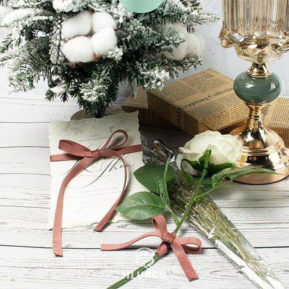 Rose Gold Velvet Ribbon - 3/8 Inch x 21 Yd Vintage Rosewood Velvet Ribbon for Christmas Tree Ornaments, Gift Wrapping, Wedding Decoration, Wreaths & Hair Bows