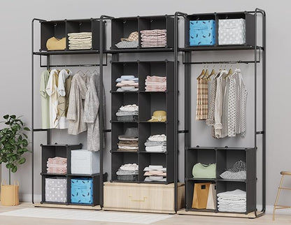 HOMIDEC Closet Organizers and Storage, 9 Cube Storage Organizer, Portable Closet Organizer Cubes Shelves for Clothes, Bedroom, Kids Room, Bathroom, Wardrobe, Garment Racks, Black