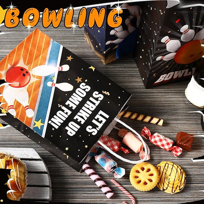 Kolldenn 48 Pcs Bowling Party Favors Bags Bowling Ball Goodie Gift Paper Bags with Handles Sport Candy Treat Pouch for Ball Birthday Party Decorations Supplies