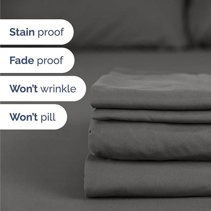 Twin Size 3 Piece Sheet Set - Comfy Breathable & Cooling Bed Sheets Set - Hotel Luxury Bedding for Women, Men, Kids, Teens, Boys & Girls - Deep Pockets, Ultra-Soft, Wrinkle Free - Oeko-Tex - Charcoal