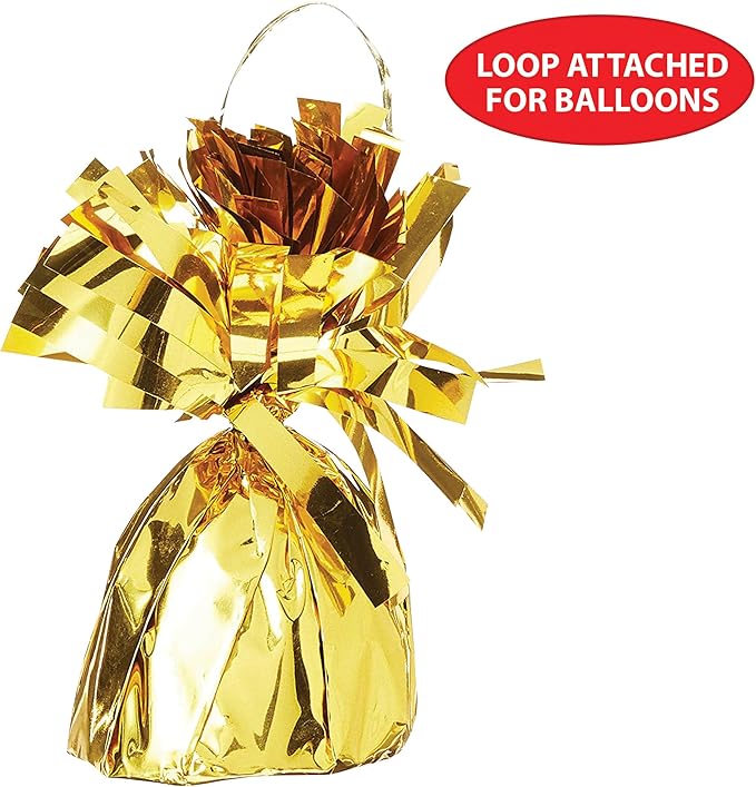 Beistle 50804 GD Metallic Wrapped Balloon Weights, Gold, 6 Ounces, 12-Piece