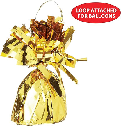 Beistle 50804 GD Metallic Wrapped Balloon Weights, Gold, 6 Ounces, 12-Piece