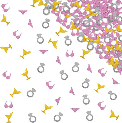 120pcs Bikinis and Martinis Bachelorette Confetti, Martini Table Confetti, Silver&Pink Glitter Beach Bach Table Scatter, Summer Tropical Themed Bridal Shower Party Supplies