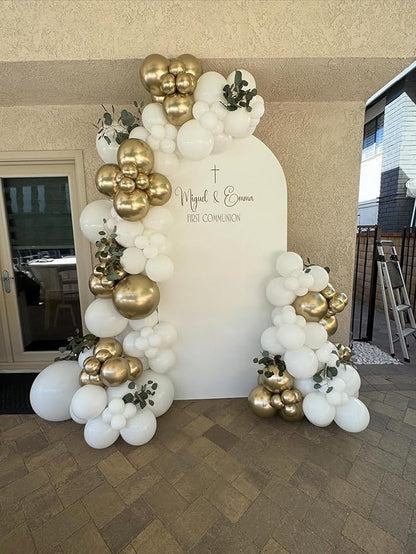 First Communion Balloon Garland Kit 160Pcs, Baptism Balloon, First Holy Communion Decorations, Different Size White and Gold Balloon Arch Kit for First Holy Communion Baptism Theme Party Decor