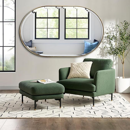 POZINO Oblong Beveled Mirror, 48"x28" Modern Bathroom Vanity Mirror Over Sink, Pill Shaped Capsule Wall Mounted Mirrors for Living Room Bedroom Entryway, Hangs Vertically or Horizontally