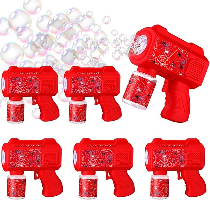 Gemscream 6 Pack Spider Web Automatic Bubble Gun for Party Bubble Machine Blower for Outside Activity Spider Party Supplies for Summer Wedding Birthday Gifts Photo Props Decor