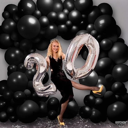 Katchon, Black Balloon Arch Kit - 120 Pcs, | Party Balloons Different Sizes 18, 12, 10, 5 Inches | Metallic Balloons for Black Party Decorations, Anniversary, Bachelorette, New Years Decorations 2026