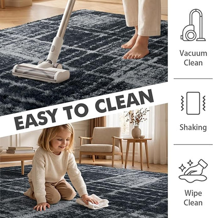 9x12 Ft Extra Large Shag Rugs for Living Room, Ultra Soft Fluffy Furry Area Rugs for Bedroom Indoor Floor, Aesthetic Carpet for Kids Home Decor (Grey)