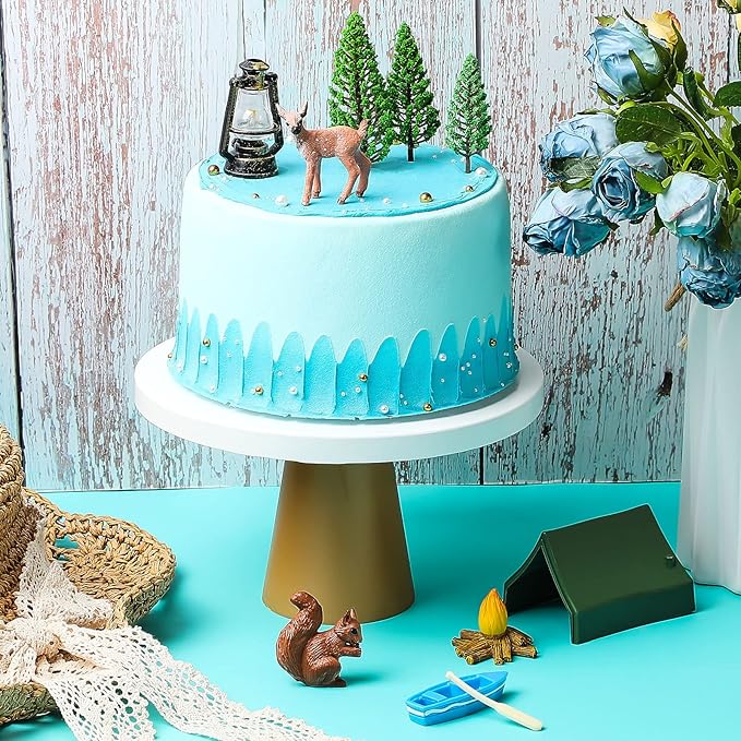 Yookeer 11 Pcs Camping Cake Topper Fireside Camp Decor Set Fireside Camp Christmas Topper Camping Themed Decoration for Forest Theme Birthday Party Supplies(Fresh Style)