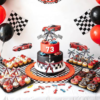 6 Pieces Racing Ribbon 3/8 Inch x 30 Yards Grosgrain Ribbons Checkered Flag Race Car Patterns Ribbon Motorsport Gift Wrapping Ribbons for Sports Awards Party Decoration Racing Events
