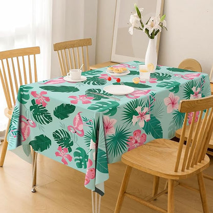 OHOME Luau Party Decorations - Plastic Tablecloth for Tropical Party Decorations | Hawaiian Themed Palm Leaves Summer Beach Favors Supplies,2 Pack