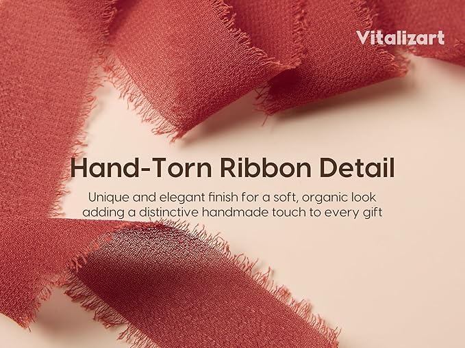 Vitalizart Terracotta & Orange Chiffon Silk Ribbon 1" x 21 Yd Fringe Fabric Package (3 Rolls * 7 Yd) for Wedding Invitations Bridal Bouquets Decorations Gifts Wrapping & Bow Making