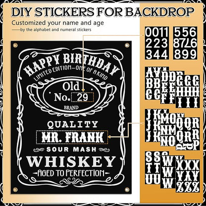 Whiskey Birthday Decorations for Men Aged to Perfection Birthday Party Supplies with Backdrop Tablecloth Whiskey Bar Banner Balloon Garland Poster for Men Adult Beer Party Decor