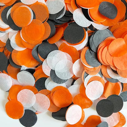 Halloween Table Confetti - 1 inch Paper Confetti in Black, Orange & White for Decorations - 1.75oz