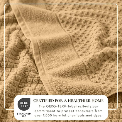 Great Bay Home Bath Towels - 100% Cotton 6 Piece Bath Sheet Set - Diamond Waffle Weave - Absorbent, Durable, Quick-Dry Towels for Bathroom (Sand)