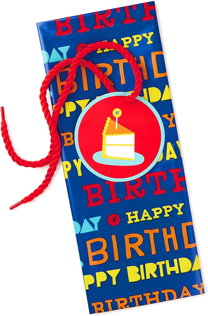Hallmark 56" Large Plastic Gift Bag Bundle (2 Bags: Blue Happy Birthday) for Birthdays, Kids Parties and More