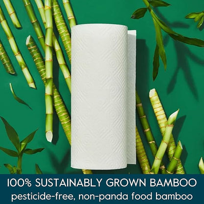 Grove Co. Bamboo Paper Towels, Tree Free & Sustainable Kitchen Paper Towels, Strong & Absorbent with Custom Select Sheets for Less Waste, Zero Plastic Waste. 140 x 2-ply Sheets per Roll, 6 Pack Rolls