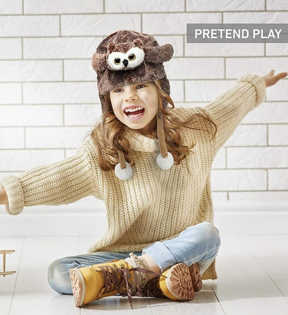 Puzzled DolliBu Plush Hat - Super Soft Warm Hat With Ear Flaps, Cozy Fleece Winter Hat For Kids & Teens - One Size