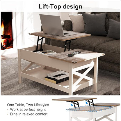 Lift Top Coffee Table with Storage, Small Coffee Table with Hidden Compartment