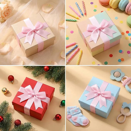Pink Gift Wrap Bows – 100pcs 3.3 Inch Elegant Satin Bows for Gift Wrapping, Wedding Decor, Baby Shower, Party Decorations, Birthday, Christmas, Anniversary, DIY Crafts, Gift Bags