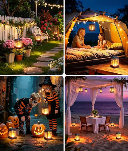 KOOPER Hanging Solar Lanterns Outdoor Waterproof, 2PCS Flickering Flame Hanging Solar Lights for Outside, Outdoor Solar Lanterns up to 12 Hours, Lanterns Decorative for Patio Porch Yard Garden Decor