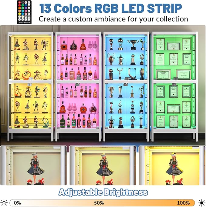 6-Tier Glass Display Cabinet