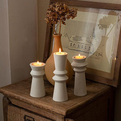 Set of 3 Ceramic Candle Holders,Minimalist Style, Candle Burning Display Holder,for for Home Decorations, Wedding Parties, Festival Celebrations.