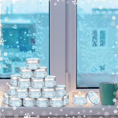 MTLEE 24 Pcs Snowflakes Baby Shower Party Favors Candles Lavender Scented Baby Shower Favors for Guests Rustic Tealights Candles Gender Reveal Return Gifts Girl Boy(1.2 Oz, Blue)