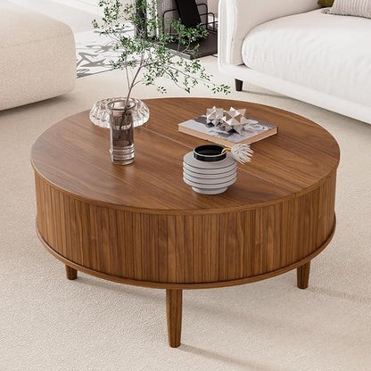 Round Fluted Lift Top Coffee Table