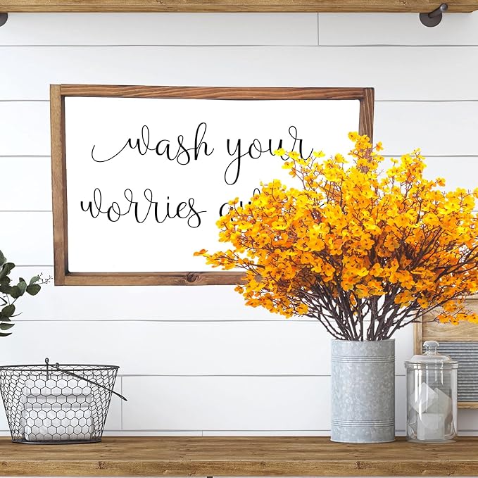 10Pcs Artificial Babys Breath Flowers, Orange Fall Flowers, Fake Silk Flowers for Home DIY Floral Arrangement Table Centerpiece Fall Thanksgiving Autumn Decoration