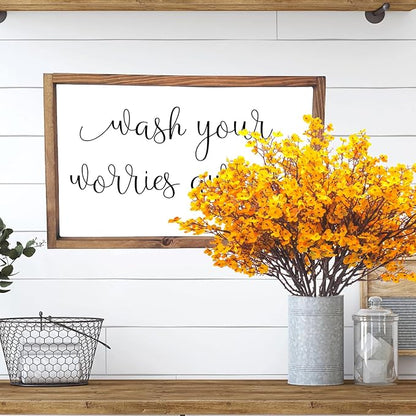 10Pcs Artificial Babys Breath Flowers, Orange Fall Flowers, Fake Silk Flowers for Home DIY Floral Arrangement Table Centerpiece Fall Thanksgiving Autumn Decoration