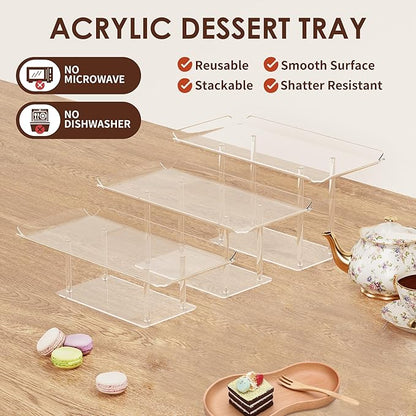 HeiMma 3 Pack Dessert Table Display Set, Clear Acrylic Desert Stands Buffet Risers for Cupcakes Dessert Pastry Food Treat Tier Cookie Dessert Platter Serving Trays Stand for Wedding Birthday Party