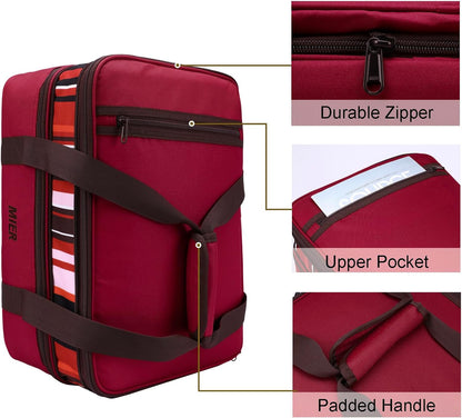 MIER Insulated Double Casserole Carrier Thermal Lunch Tote for Potluck Parties, Picnic, Beach, Fits 9 x 13 Inches Casserole Dish, Expandable by Mid Zipper, Burgundy