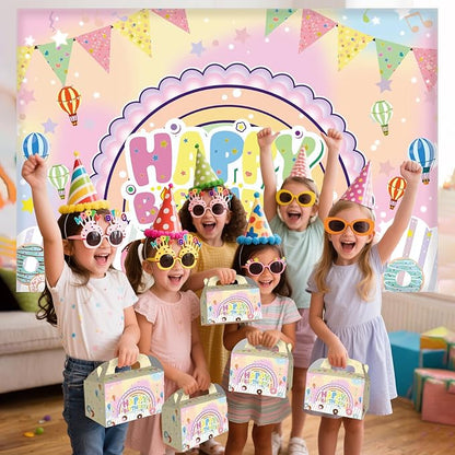 HKAHDID 12Pcs Cute Cartoon Cat Happy Party Decorations, Cartoon House Birthday Party Favor Gift Boxes for Girls Party Theme Supplies